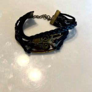 Adjustable, leather bracelet,owl  dream charms